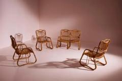 Bentwood Wicker and bamboo Garden or Living Room Set Italian Manufacture 1960s - 4097253