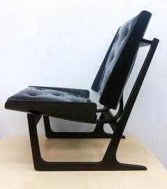Bentwood and Leather Danish Sleigh Lounge Chair Hans Juergens - 3175589