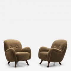 Berga M bler Pair of Upholstered Berga M bler Armchairs Sweden 1940s - 4152130