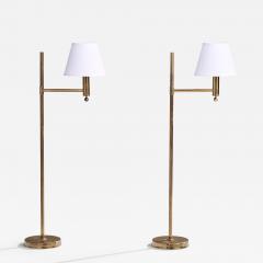 Bergboms Floor Lamps with Brass and Fabric Sweden 1970s - 4770765