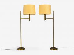 Bergboms Swedish Modern Floor Lamps Brass Fabric Sweden 1960s - 4812441