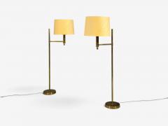 Bergboms Swedish Modern Floor Lamps Brass Fabric Sweden 1960s - 4812442