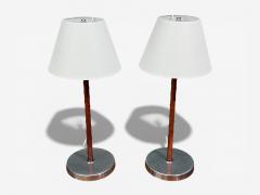 Bergboms Table Lamps Leather Nickel Plated Sweden 1960s - 4493598