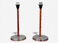 Bergboms Table Lamps Leather Nickel Plated Sweden 1960s - 4493600