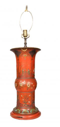Berlinware Scarlet Cold Painted Vase In The Chinese Style Mounted As A Lamp - 4789110