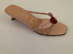 Bernadette Prada Prada Leather Pink and Red Berry Vintage Sandals - 1477336