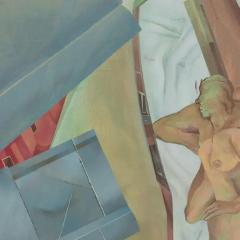 Bernard Aptekar The Speeding City Stretches Into Flesh Figurative Painting with Pastel Colors - 3816863