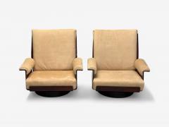 Bernard Brunier French Mid Century Rosewood Suede Rare Sofa Set 1960s - 4026631