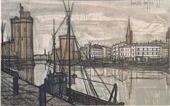 Bernard Buffet MID CENTURY BERNARD BUFFET LE PORT DE LA ROCHELLE PRINT ON CANVAS - 3331022