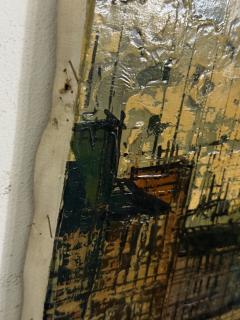 Bernard Buffet MID CENTURY FRENCH NOTRE DAME ON THE SEINE PAINTING STYLE OF BERNARD BUFFET - 4304852