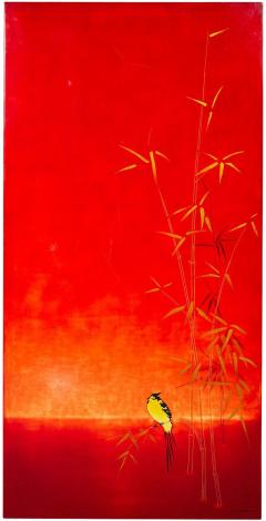 Bernard Dunand RED LACQUERED JAPANESQUE PANEL BY BERNARD DUNAND - 2340442