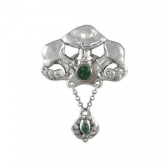 Bernard Hertz Skonvirke Brooch with Malachite by Bernard Hertz - 70446