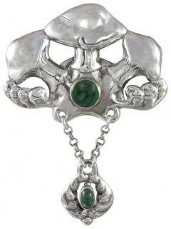 Bernard Hertz Skonvirke Brooch with Malachite by Bernard Hertz - 70447