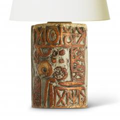 Bernard Rooke Brutalist Lamp with Geometric Reliefs Attributed to Bernard Rooke - 3566886