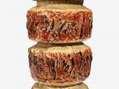 Bernard Rooke Brutalist Table Lamps Beige Textured Ceramic England 1970s - 4691325