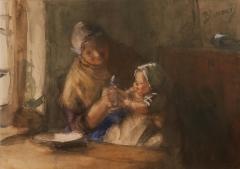 Bernardus Johannes Blommers Bernardus Johannes Bernard Blommers Woman with Child Watercolor 19th Century - 4396941