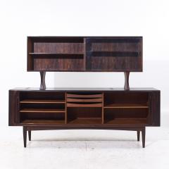 Bernhard Pedersen Son Bernhard Pedersen Mid Century Danish Rosewood Tambour Door Credenza and Hutch - 4152406