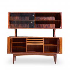 Bernhard Pedersen Son Bernhard Pedersen Mid Century Danish Rosewood Tambour Door Credenza with Hutch - 4524707