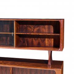 Bernhard Pedersen Son Bernhard Pedersen Mid Century Danish Rosewood Tambour Door Credenza with Hutch - 4524709