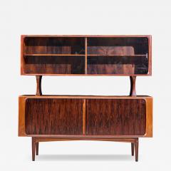 Bernhard Pedersen Son Bernhard Pedersen Mid Century Danish Rosewood Tambour Door Credenza with Hutch - 4526421