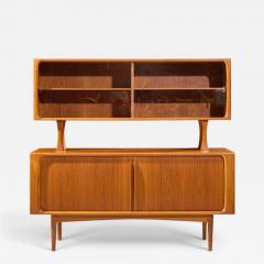 Bernhard Pedersen Son Bernhard Pedersen Mid Century Danish Teak Tambour Credenza and Hutch - 4622024