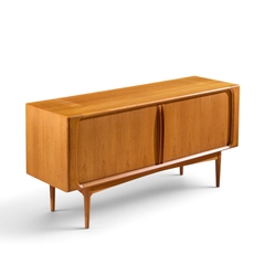 Bernhard Pedersen Son Bernhard Pedersen Mid Century Danish Teak Tambour Door Credenza and Hutch - 4754498