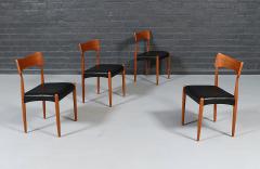 Bernhard Pedersen Son Danish Modern Teak Leather Dining Chairs by Bernhard Pedersen - 4685374