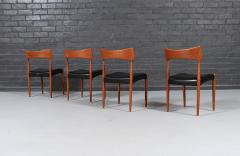 Bernhard Pedersen Son Danish Modern Teak Leather Dining Chairs by Bernhard Pedersen - 4685375
