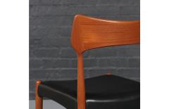 Bernhard Pedersen Son Danish Modern Teak Leather Dining Chairs by Bernhard Pedersen - 4685383