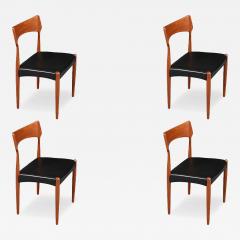 Bernhard Pedersen Son Danish Modern Teak Leather Dining Chairs by Bernhard Pedersen - 4688602