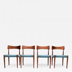 Bernhard Pedersen Son Set of 4 Dining Room Chairs by C Linneberg for B Pedersen Denmark 1970s - 3658620