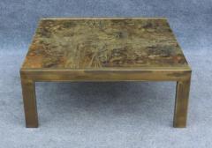 Bernhard Rohne 1960s Bernhard Rohne for Mastercraft Acid Etched Brass Coffee Table Mid Century - 3605362