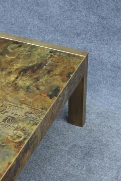 Bernhard Rohne 1960s Bernhard Rohne for Mastercraft Acid Etched Brass Coffee Table Mid Century - 3605379