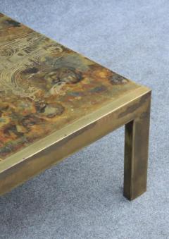 Bernhard Rohne 1960s Bernhard Rohne for Mastercraft Acid Etched Brass Coffee Table Mid Century - 3605388