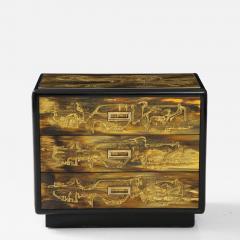 Bernhard Rohne Acid Etched Brass Chest of Drawers by Bernhard Rohne for Mastercraft C 1970  - 4825348