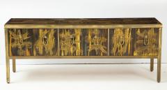 Bernhard Rohne Bernhard Rhone Acid Etched Aged Brass Credenza - 1266780