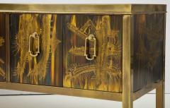 Bernhard Rohne Bernhard Rhone Acid Etched Aged Brass Credenza - 1266783