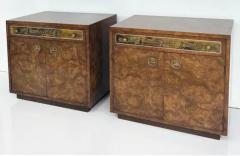 Bernhard Rohne Bernhard Rohne Mastercraft Burl Etched Brass Night Stands c1970 - 3525650