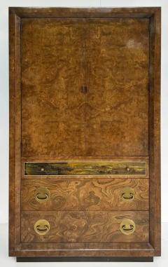 Bernhard Rohne Bernhard Rohne Mastercraft Burl Etched Brass Night Stands c1970 - 3525655