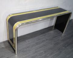 Bernhard Rohne Bernhard Rohne for Mastercraft Lacquer Brass and Chrome Console Table - 2748130