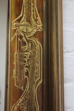 Bernhard Rohne Vintage Acid Etched Brass Wall Mirror by Bernhard Rohne for Mastercraft - 2470525