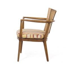 Bert England Bert England Mid Century Walnut Brass and Cane Back Lounge Chairs Pair - 3975791