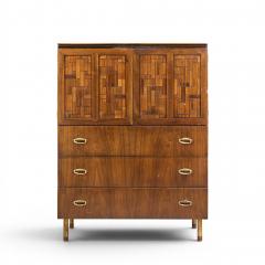 Bert England Bert England Mid Century Walnut and Brass Armoire - 4616632