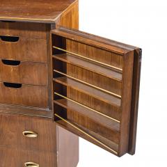Bert England Bert England Mid Century Walnut and Brass Armoire - 4616636