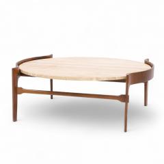 Bertha Schaefer Bertha Schaefer for Singer Sons Mid Century Travertine and Walnut Coffee Table - 4301745
