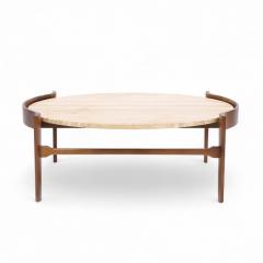 Bertha Schaefer Bertha Schaefer for Singer Sons Mid Century Travertine and Walnut Coffee Table - 4301747