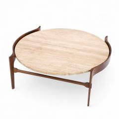 Bertha Schaefer Bertha Schaefer for Singer Sons Mid Century Travertine and Walnut Coffee Table - 4301751