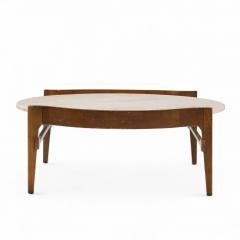 Bertha Schaefer Bertha Schaefer for Singer Sons Mid Century Travertine and Walnut Coffee Table - 4422032