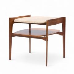 Bertha Schaefer Bertha Schaefer for Singer Sons Sculpted Travertine Walnut End Tables Pair - 4301782