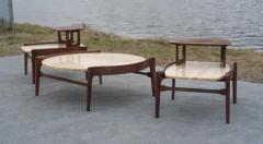 Bertha Schaefer Bertha Schaefer for Singer Sons Walnut Travertine Marble Living Table Set - 4118029
